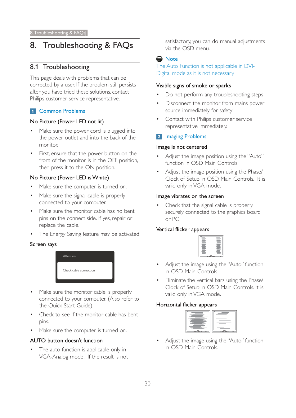 Troubleshooting & faqs, 1 troubleshooting | Philips 190V4LSB-27 User Manual | Page 32 / 36