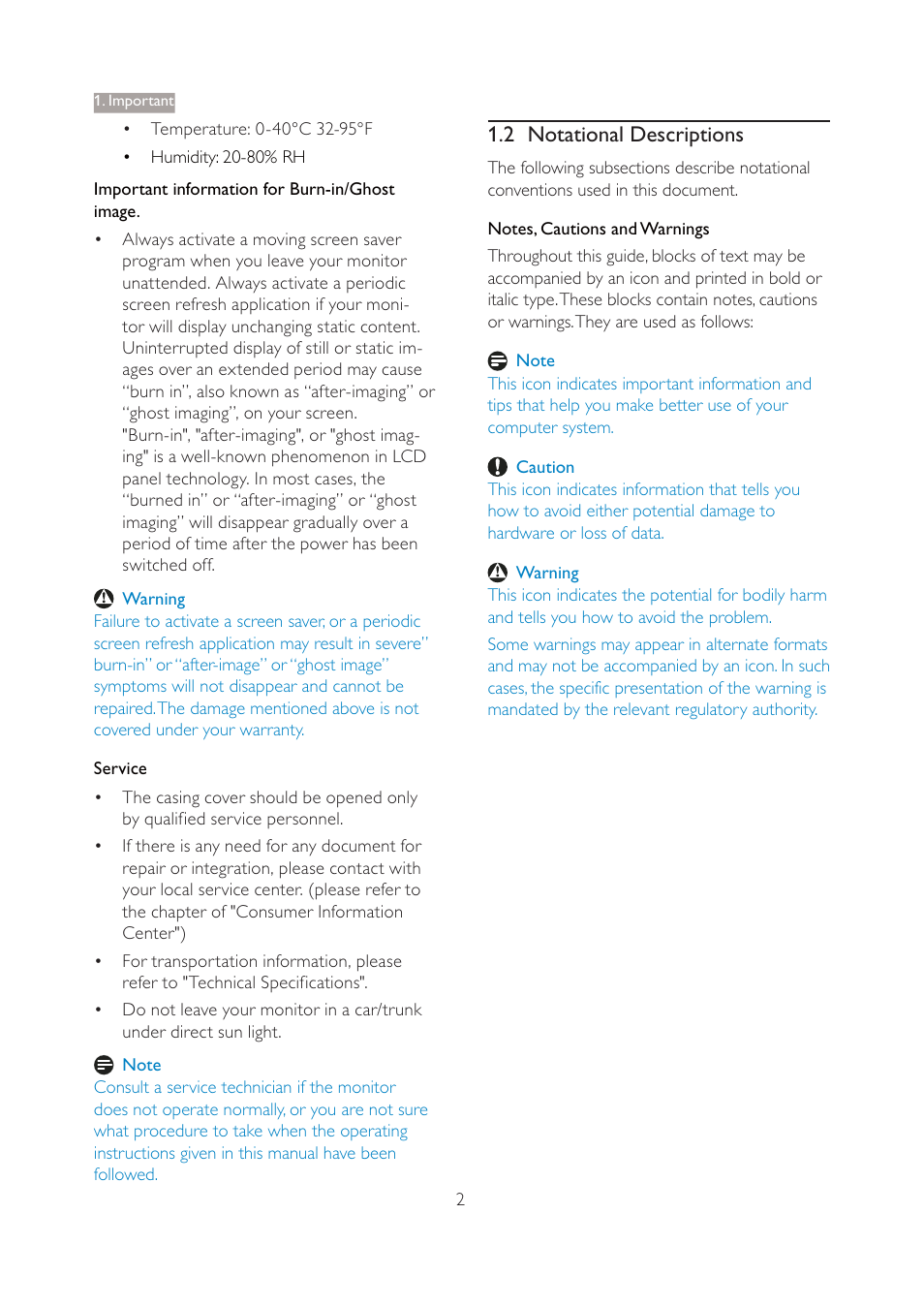 2 notational descriptions | Philips 190V4LSB-27 User Manual | Page 4 / 36