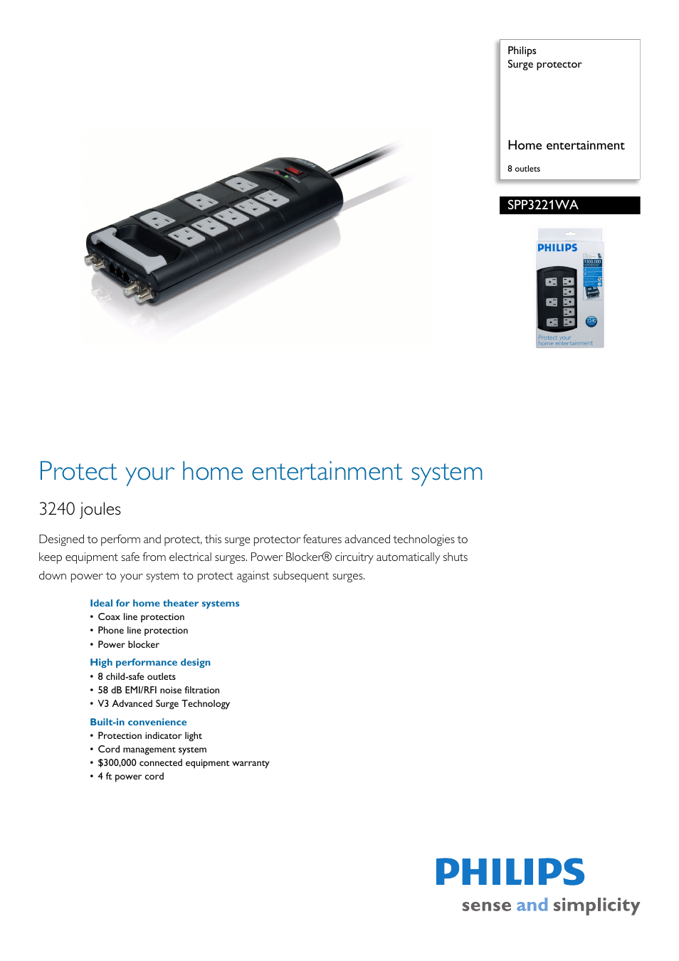 Philips SPP3221WA-17 User Manual | 2 pages