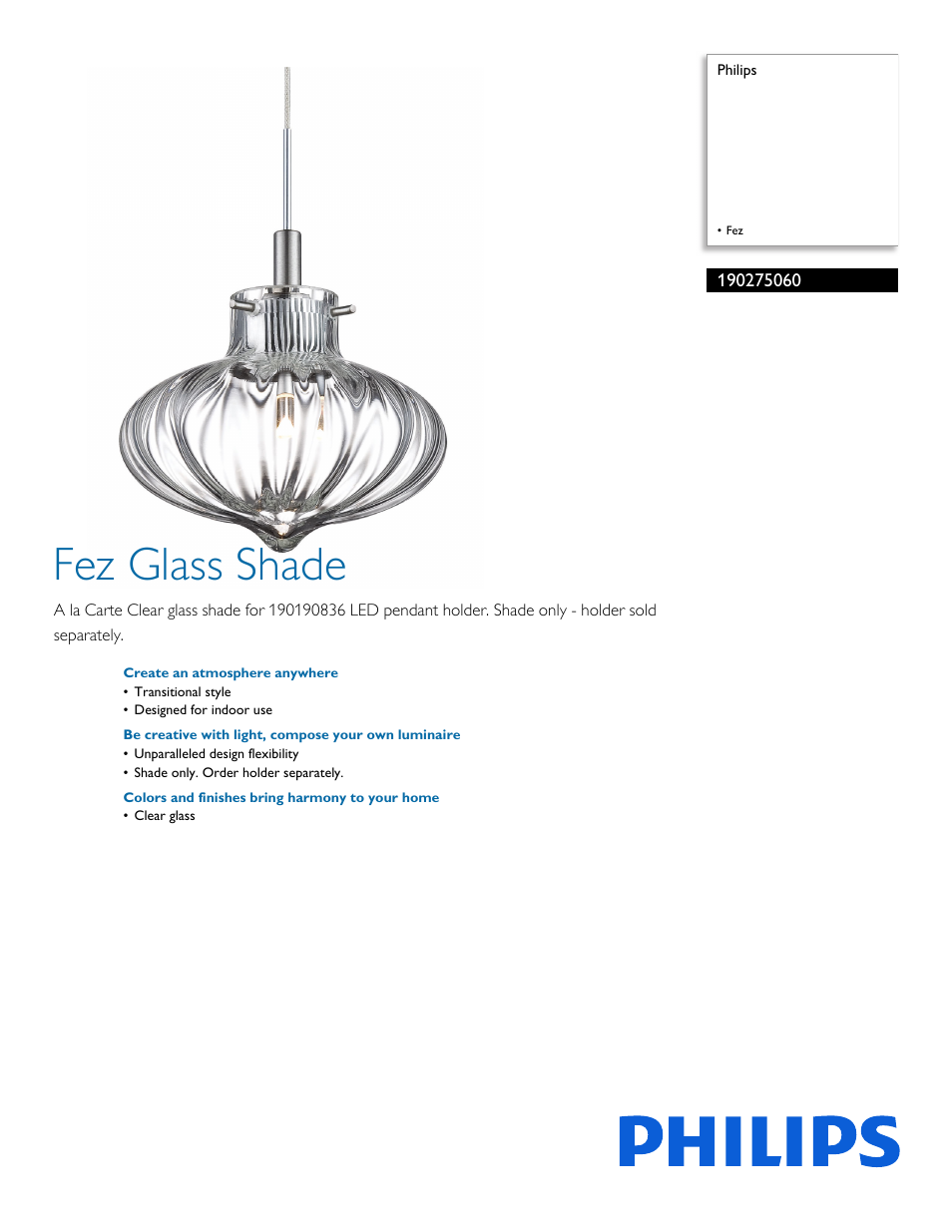 Philips Forecast 190275060 Fez User Manual | 2 pages