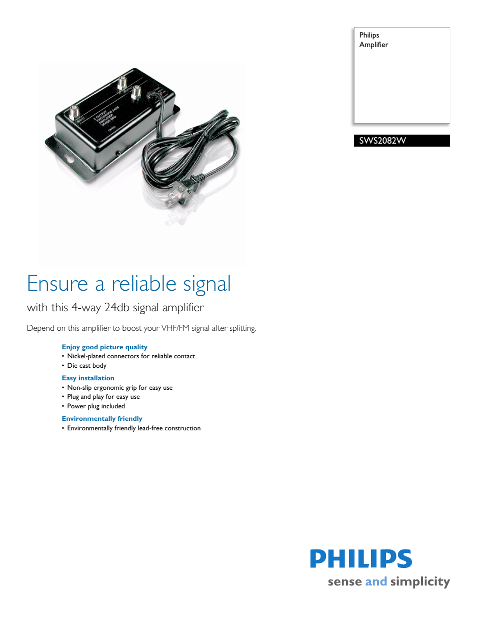 Philips SWS2082W-27 User Manual | 2 pages