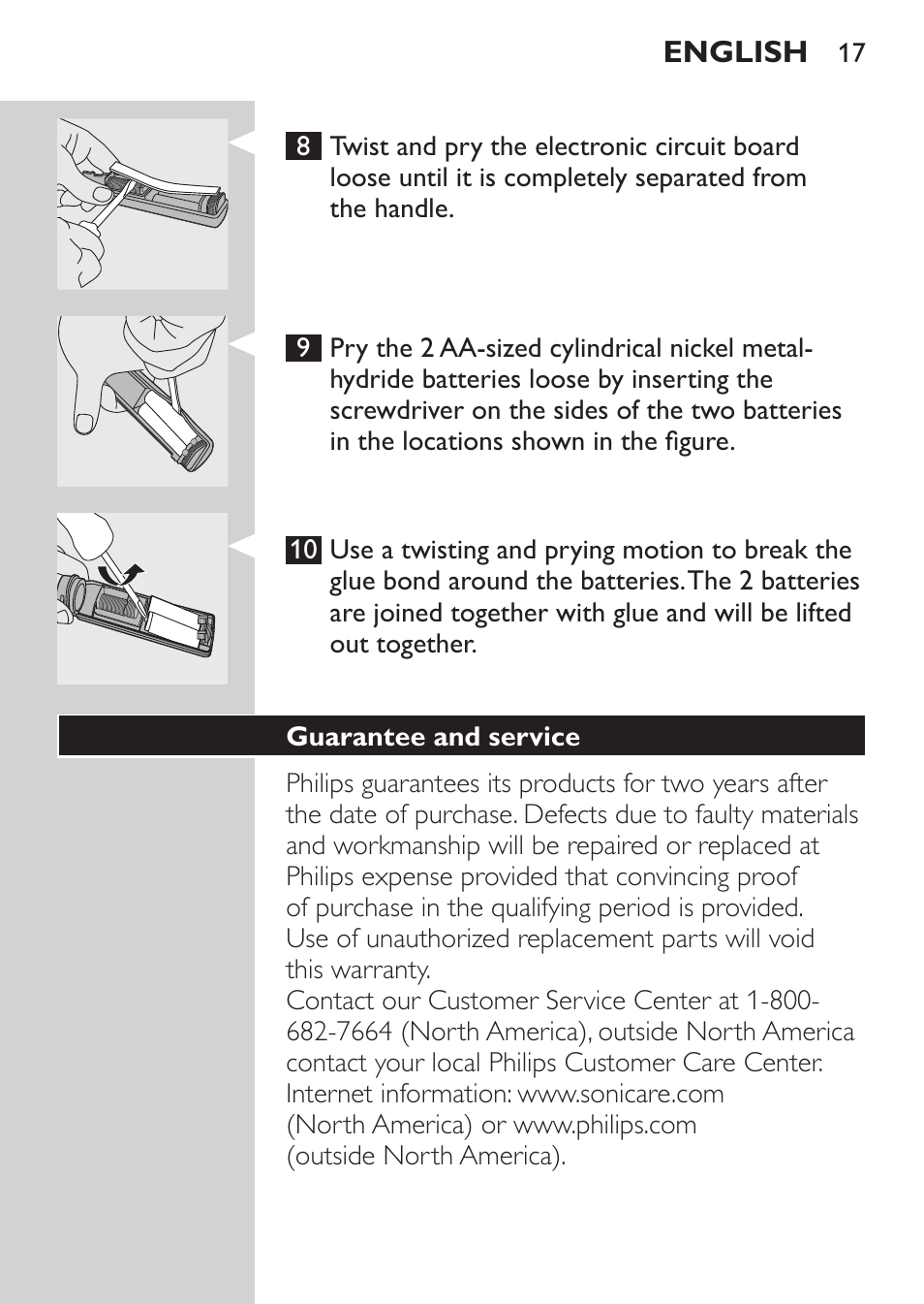 Philips Sonicare Essence Two rechargeable Sonicare toothbrushes HX5352-46 1 mode 2 brush heads User Manual | Page 17 / 20