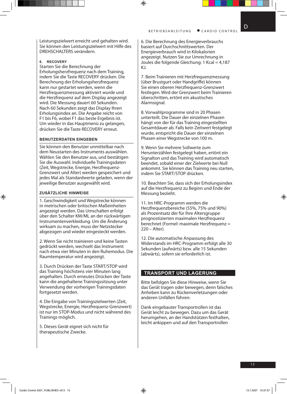 Accell Cardio Control User Manual | Page 13 / 64