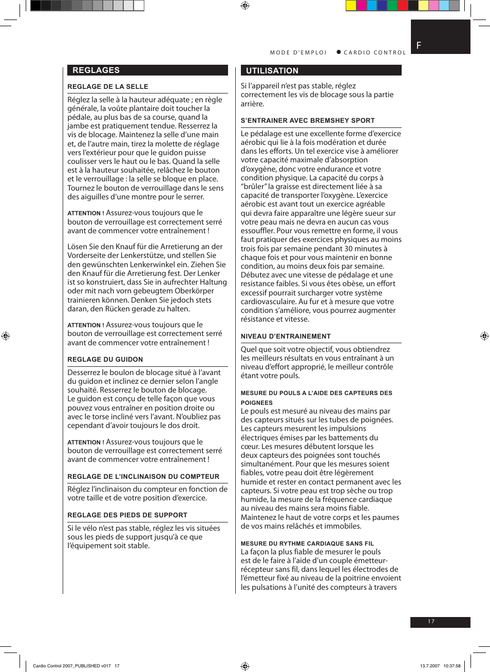 Accell Cardio Control User Manual | Page 17 / 64