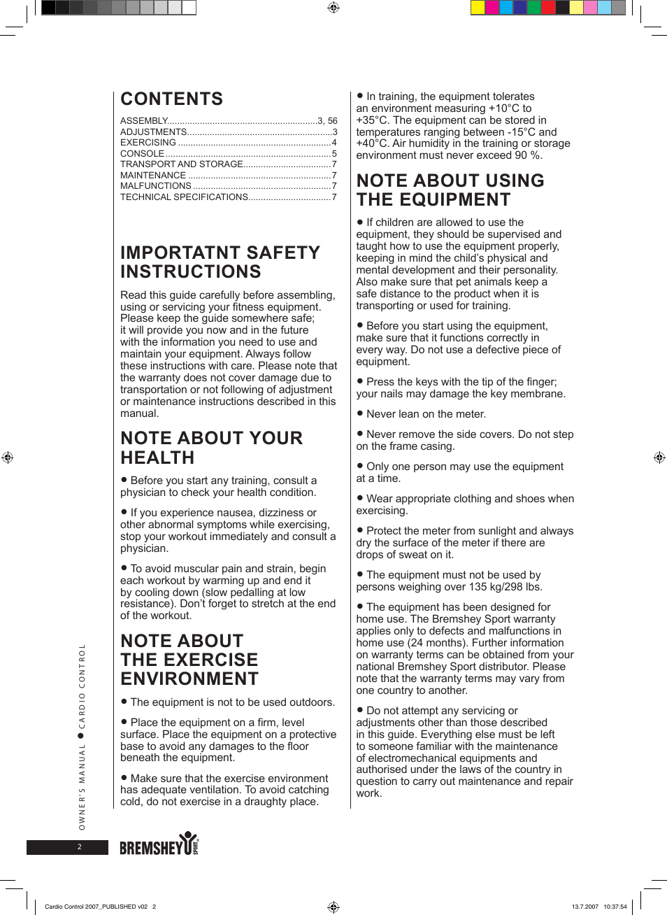 Accell Cardio Control User Manual | Page 2 / 64