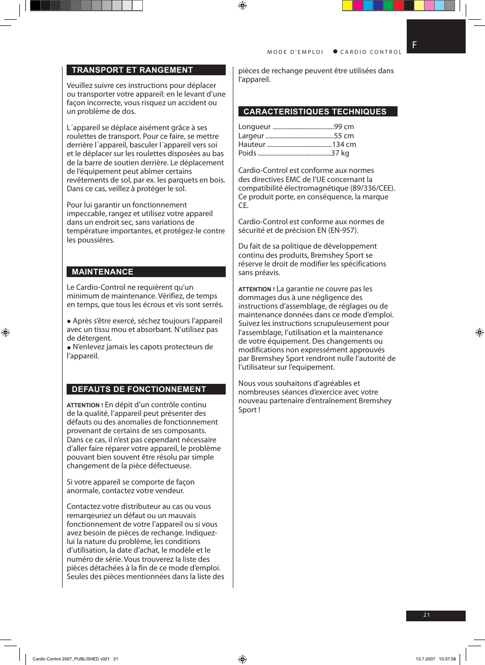 Accell Cardio Control User Manual | Page 21 / 64