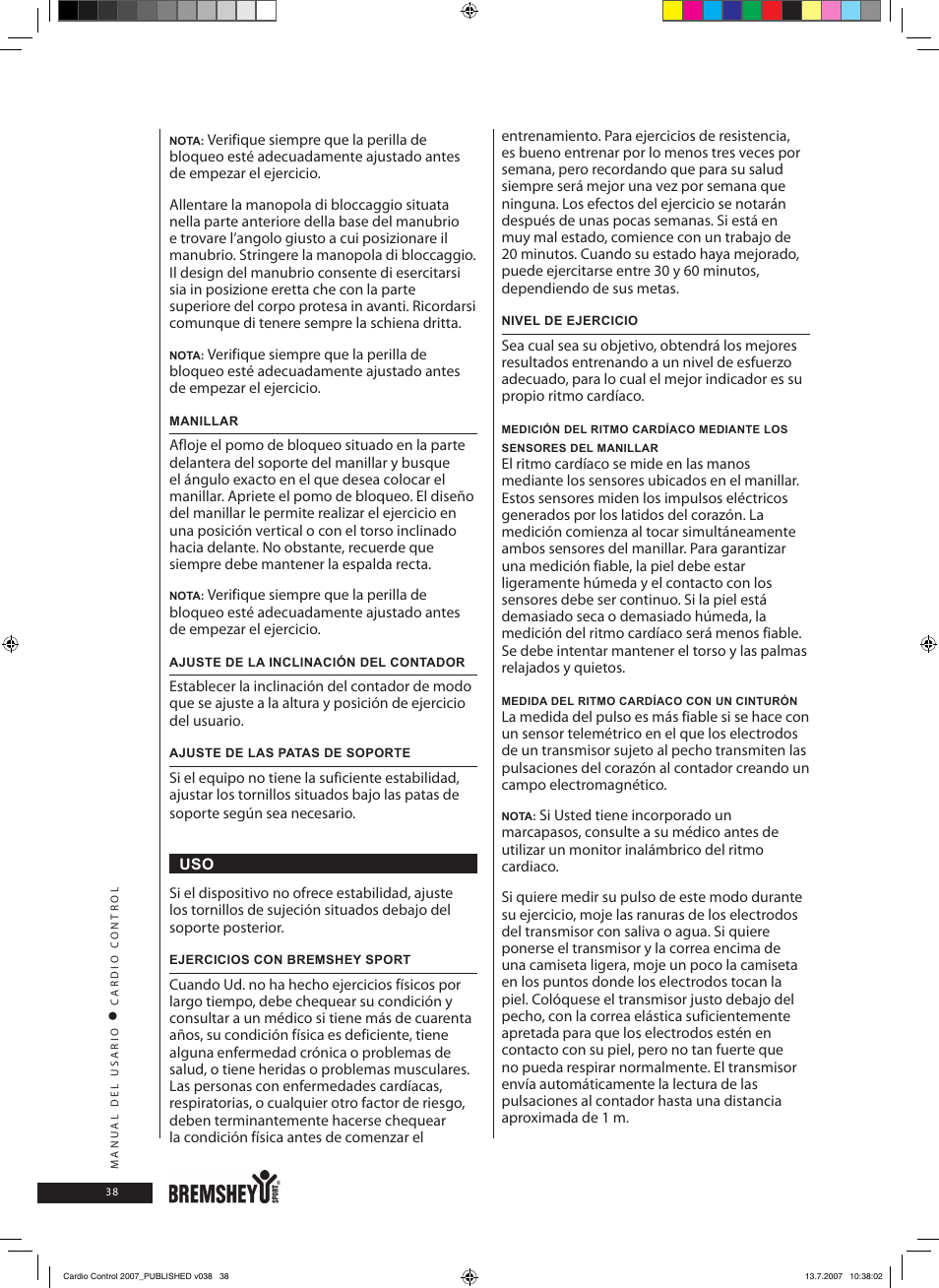 Accell Cardio Control User Manual | Page 38 / 64