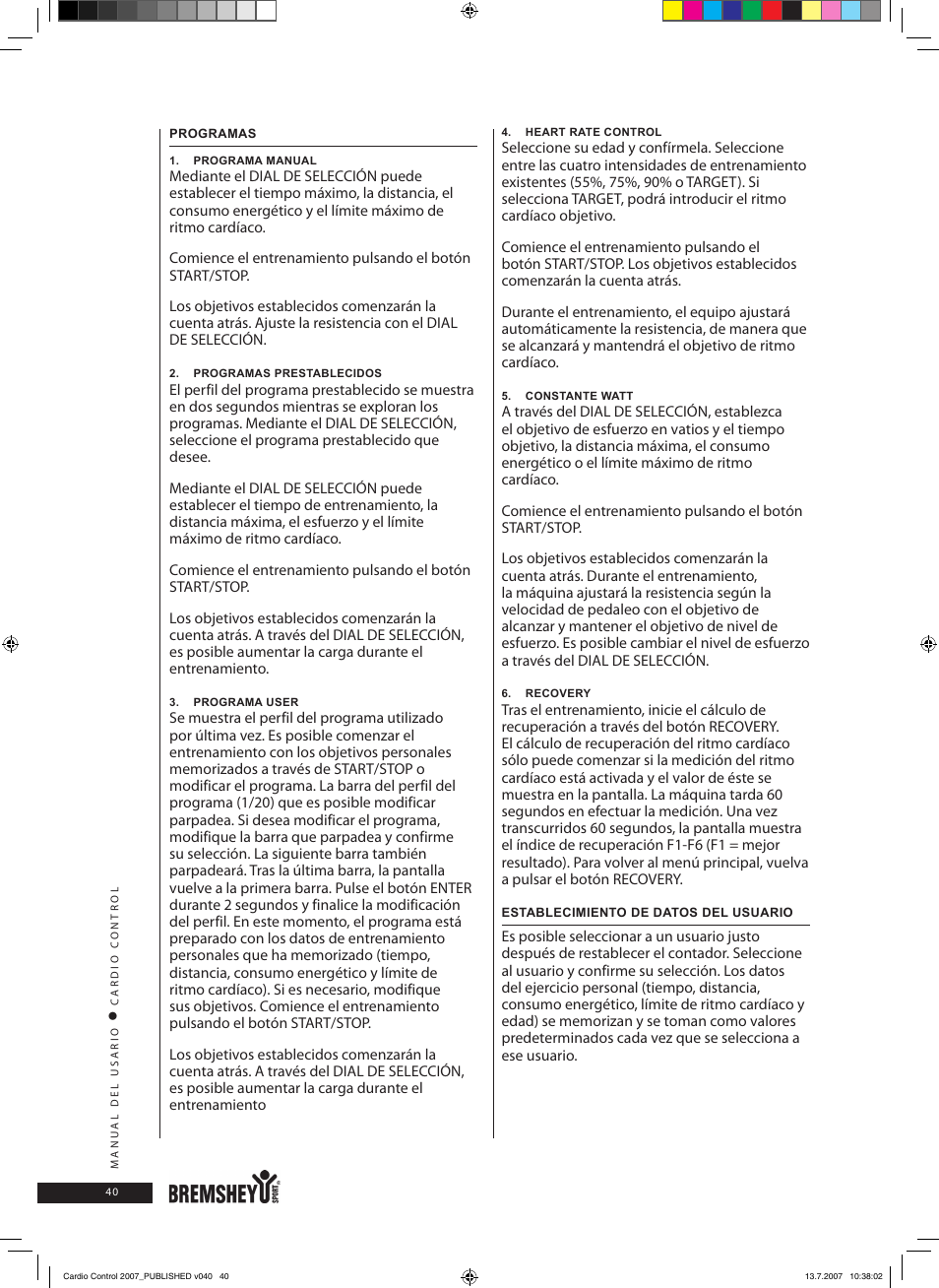 Accell Cardio Control User Manual | Page 40 / 64