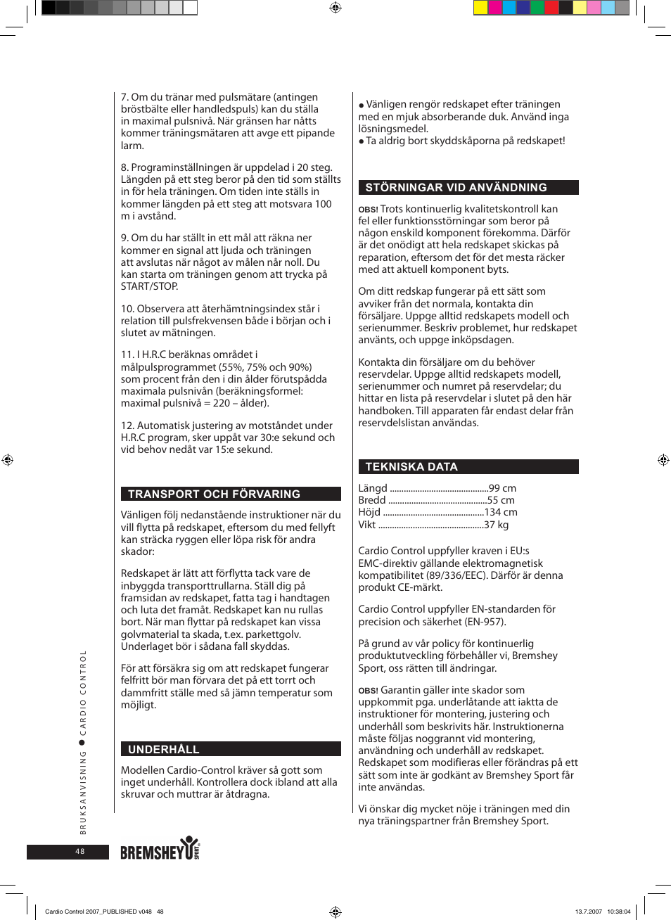 Accell Cardio Control User Manual | Page 48 / 64