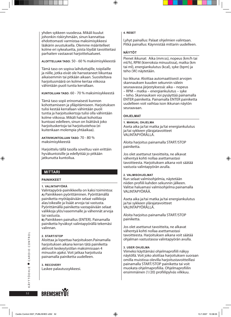 Accell Cardio Control User Manual | Page 52 / 64