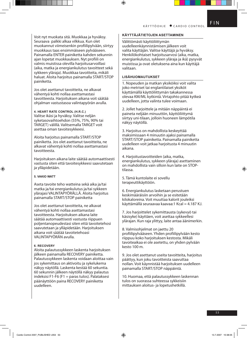 F i n | Accell Cardio Control User Manual | Page 53 / 64