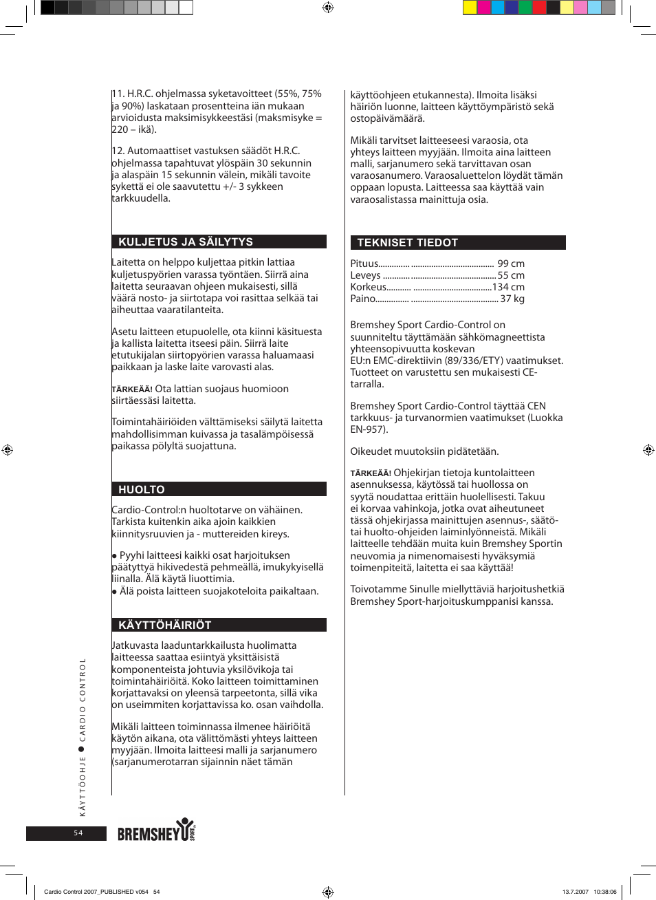 Accell Cardio Control User Manual | Page 54 / 64