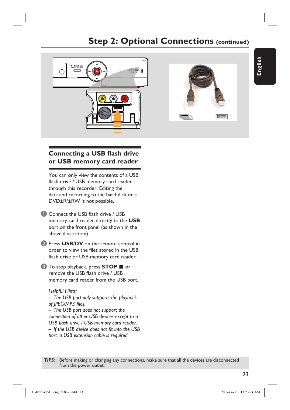 Step 2: optional connections | Philips DVDR3455H-37 User Manual | Page 23 / 83