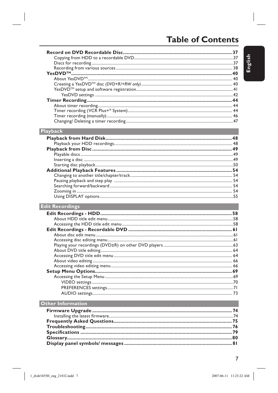 Philips DVDR3455H-37 User Manual | Page 7 / 83