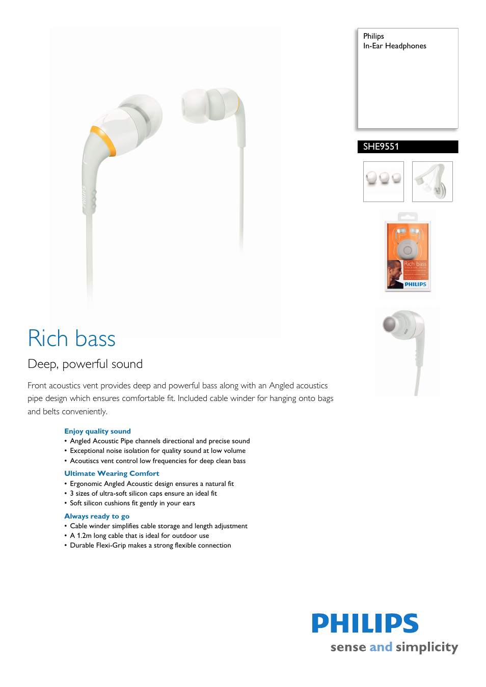 Philips SHE9551-27 User Manual | 2 pages