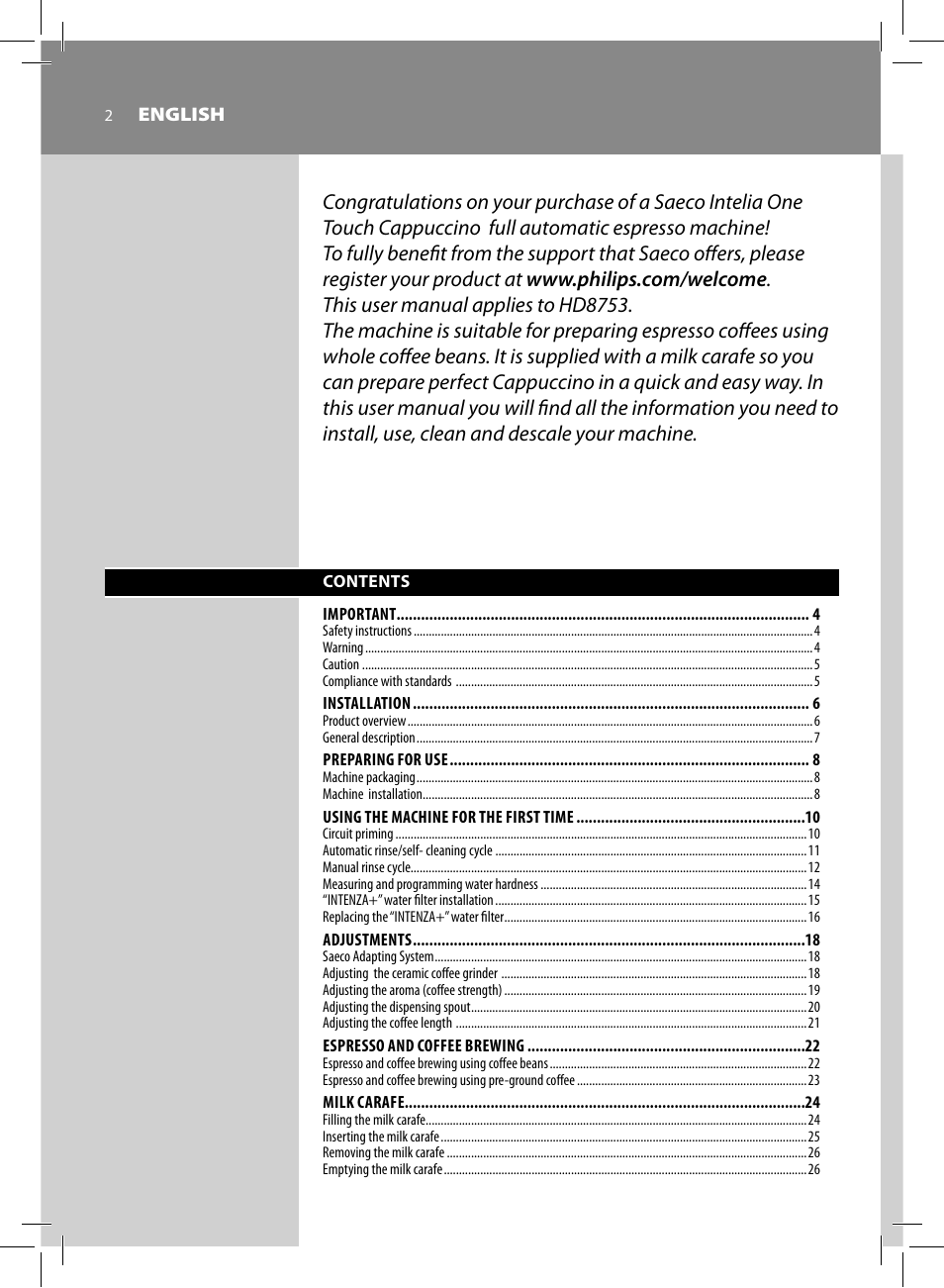 Philips HD8753-87 User Manual | Page 4 / 72