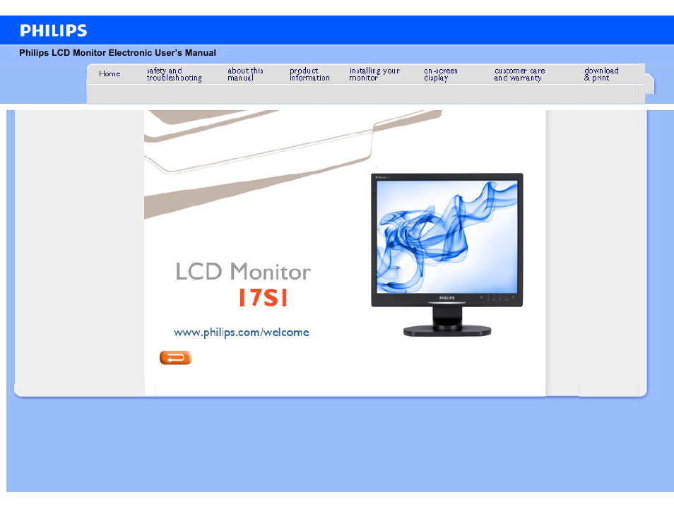 Philips Brilliance LCD monitor with SmartImage 17S1SB 43 cm 17" S-line Format 54 User Manual | 95 pages