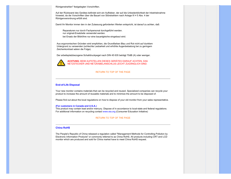 Philips end-of-life disposal, China rohs | Philips Brilliance LCD monitor with SmartImage 17S1SB 43 cm 17" S-line Format 54 User Manual | Page 20 / 95