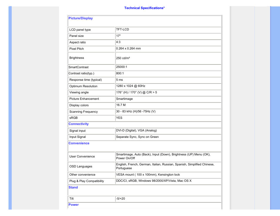 Philips Brilliance LCD monitor with SmartImage 17S1SB 43 cm 17" S-line Format 54 User Manual | Page 29 / 95