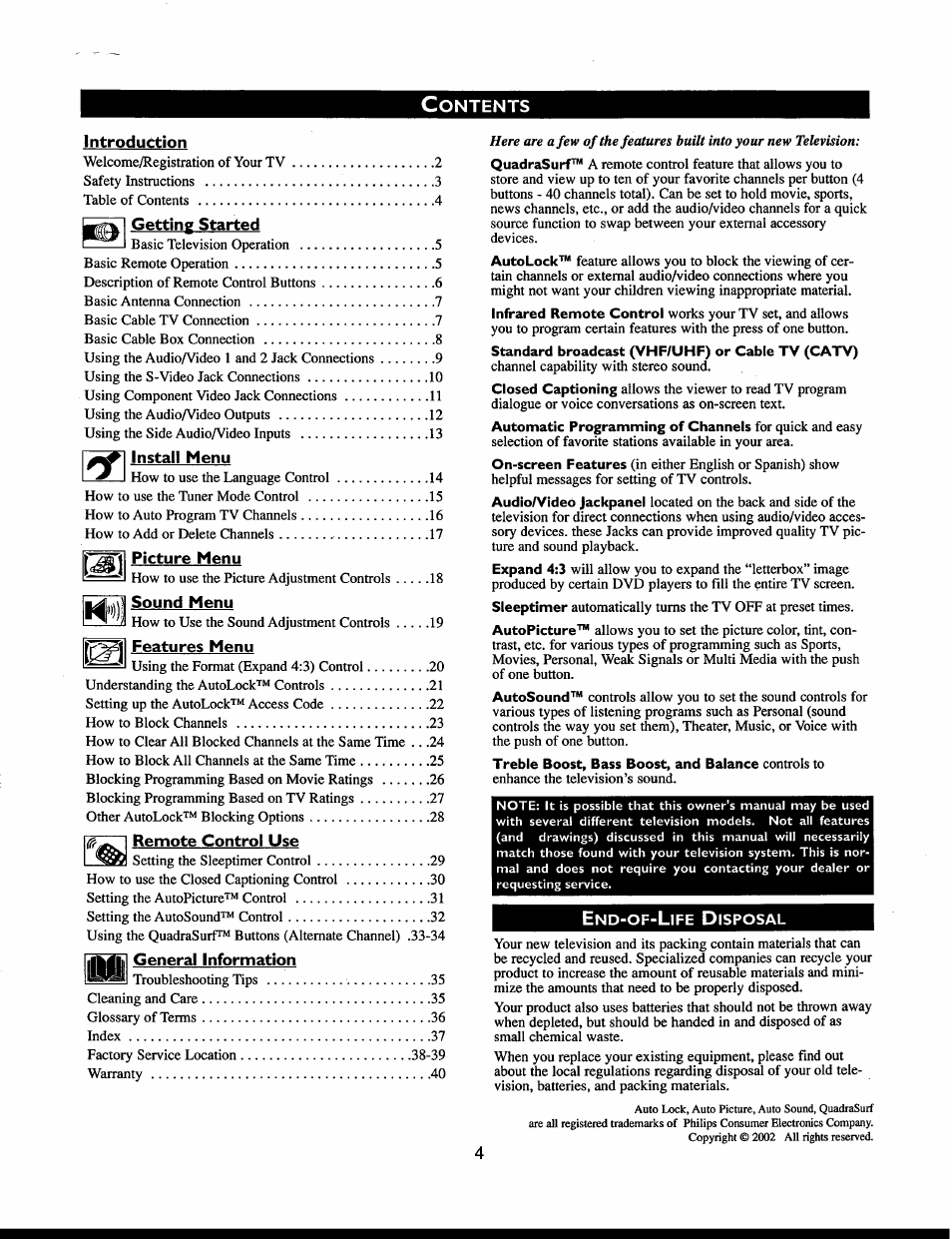 Philips 27PT541S User Manual | Page 4 / 40