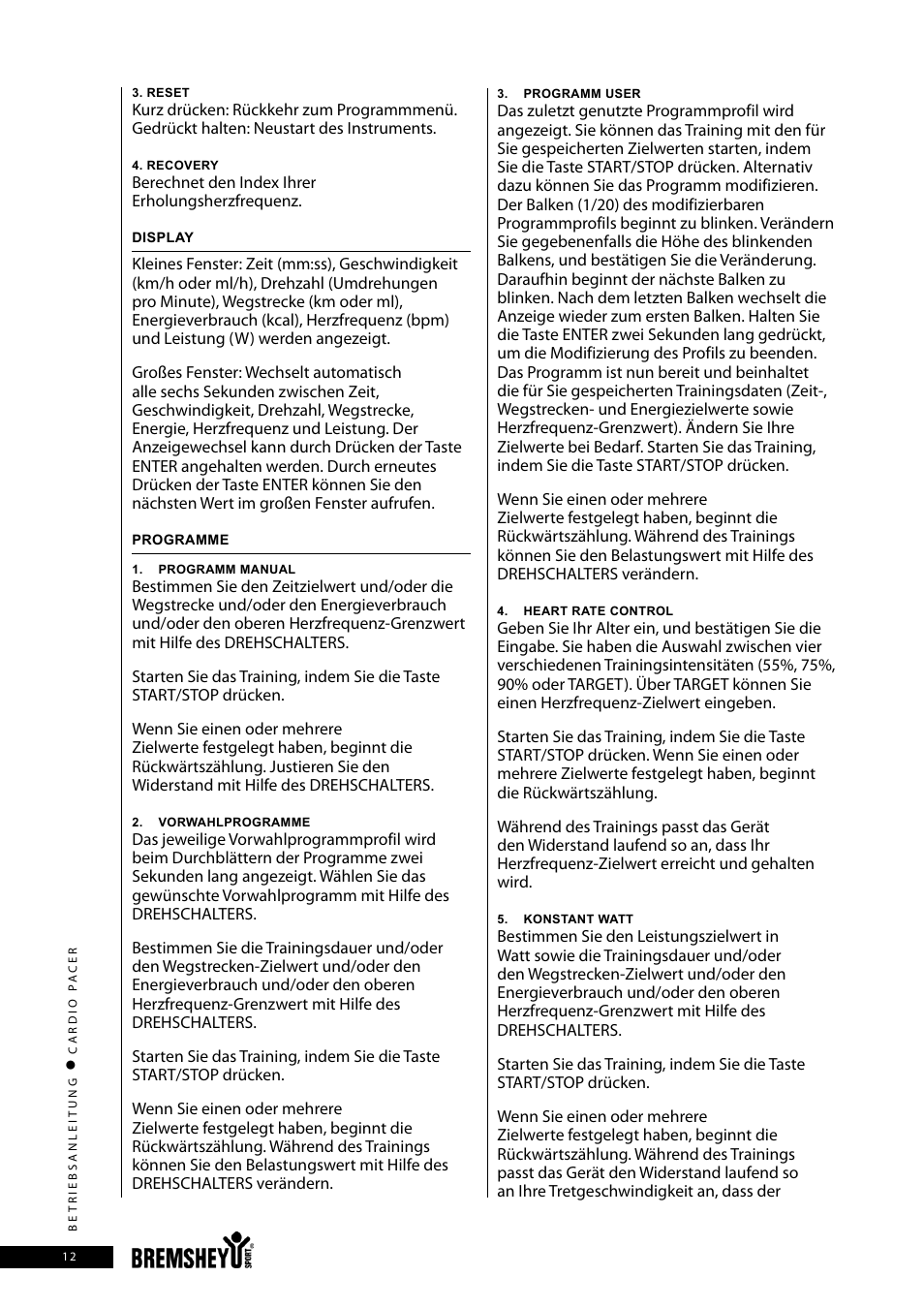 Accell CARDIO PACER User Manual | Page 12 / 64