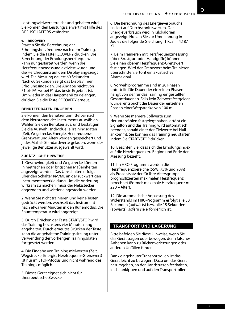 Accell CARDIO PACER User Manual | Page 13 / 64