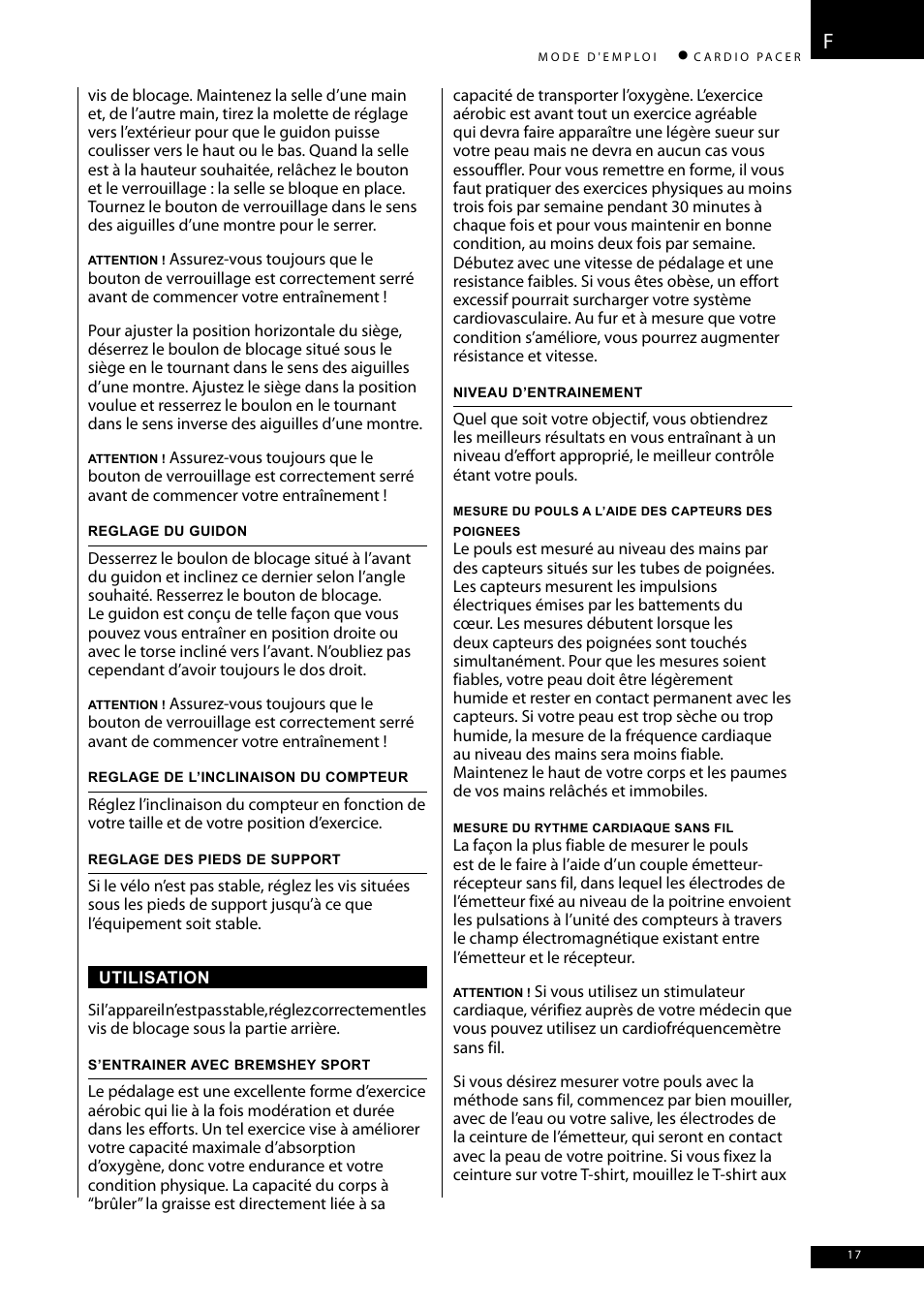 Accell CARDIO PACER User Manual | Page 17 / 64