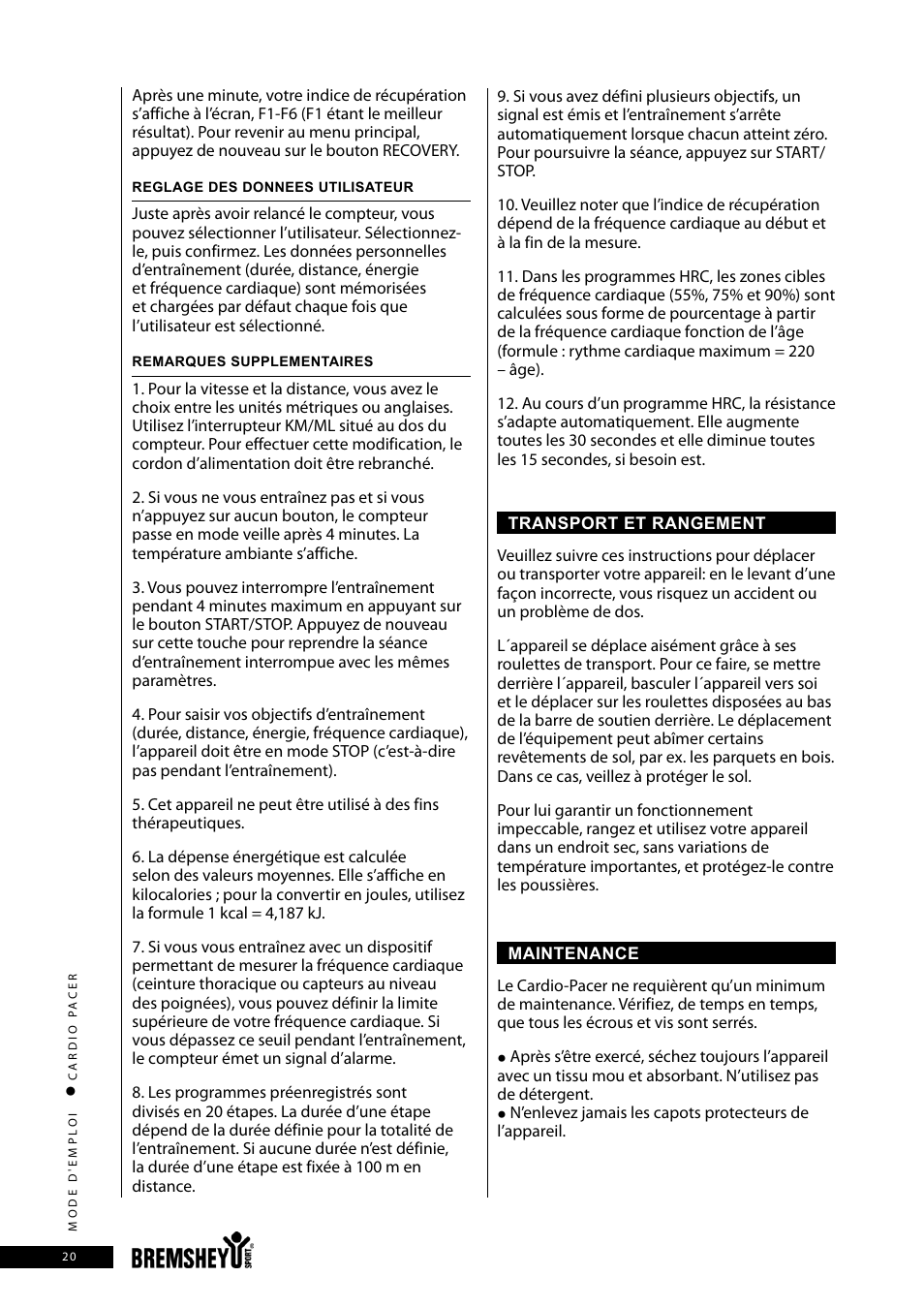 Accell CARDIO PACER User Manual | Page 20 / 64