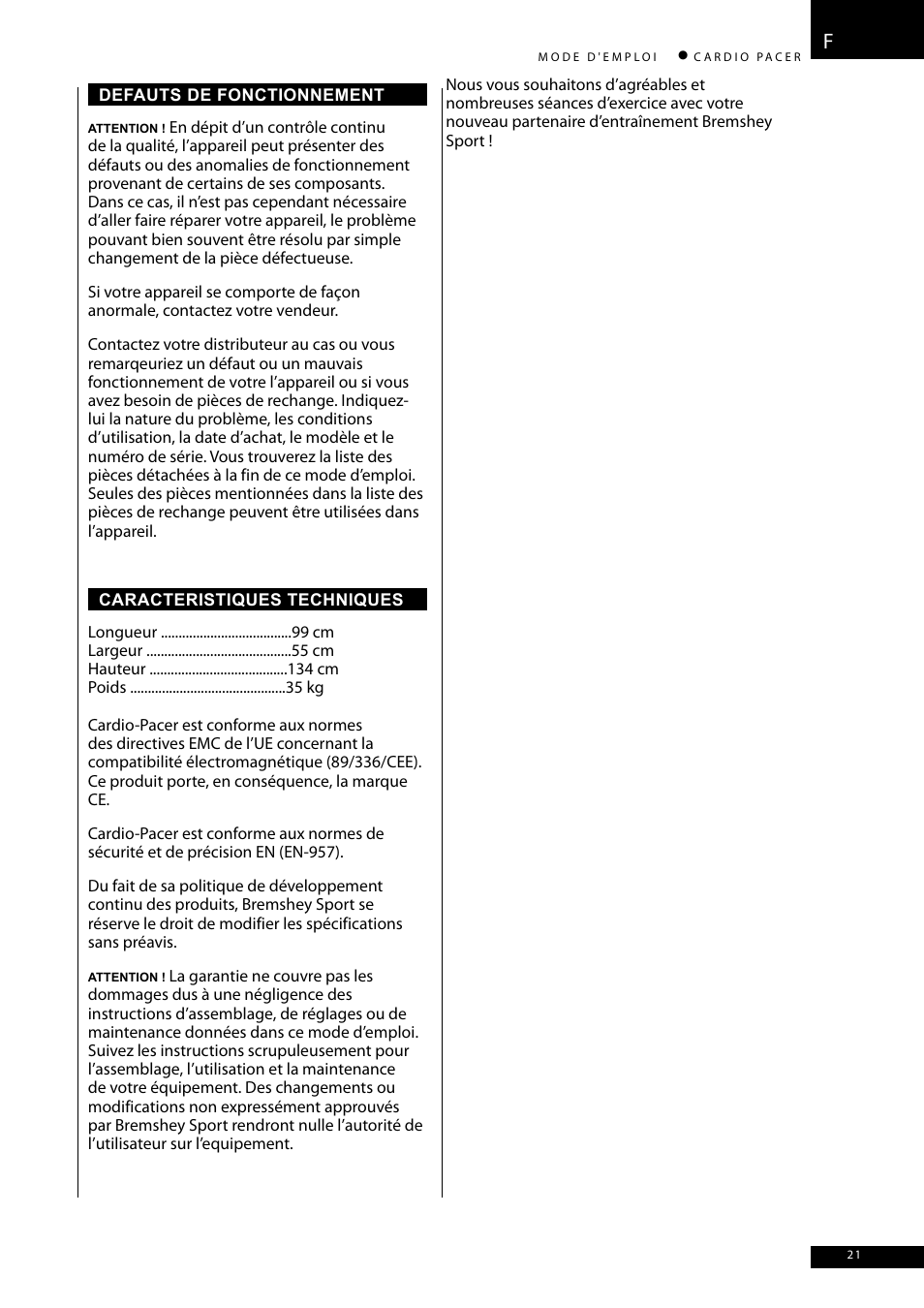 Accell CARDIO PACER User Manual | Page 21 / 64