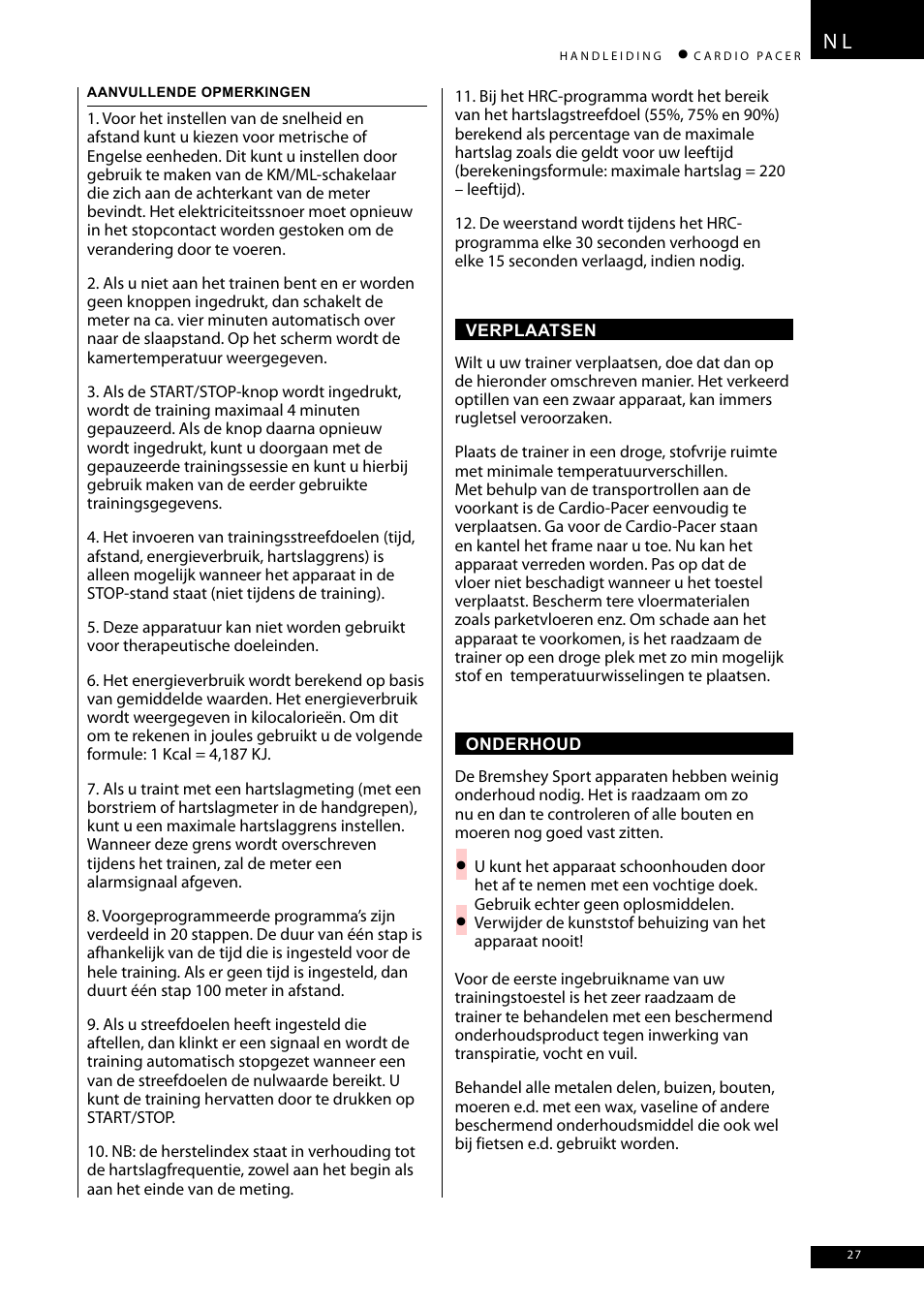 Accell CARDIO PACER User Manual | Page 27 / 64