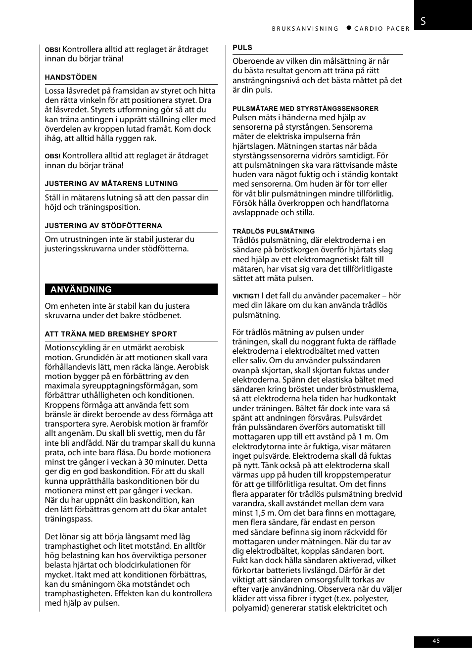 Accell CARDIO PACER User Manual | Page 45 / 64