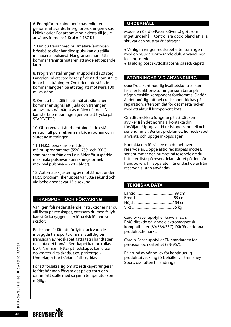 Accell CARDIO PACER User Manual | Page 48 / 64