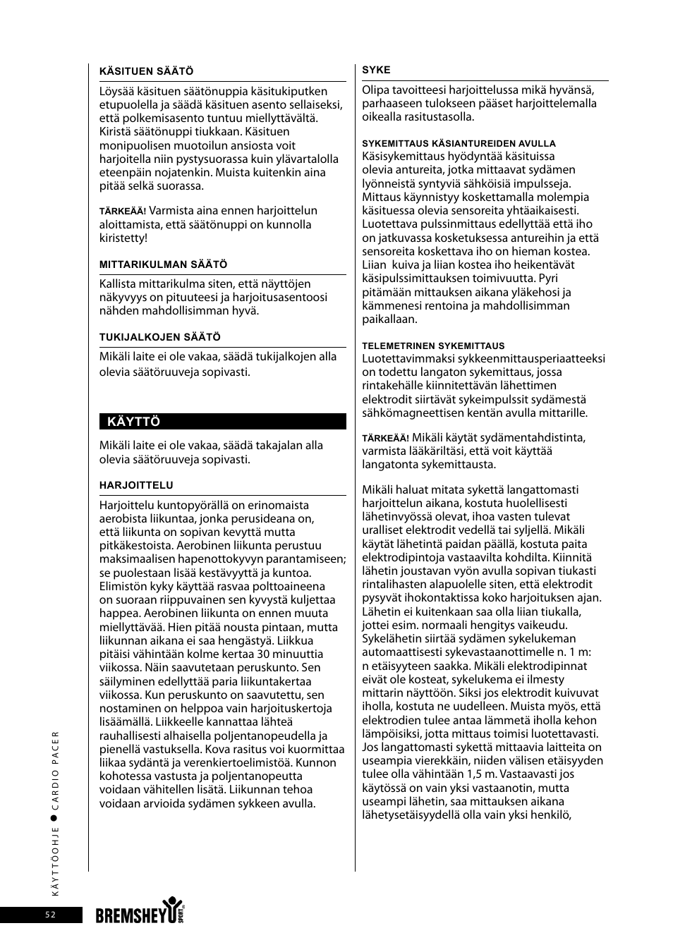 Accell CARDIO PACER User Manual | Page 52 / 64