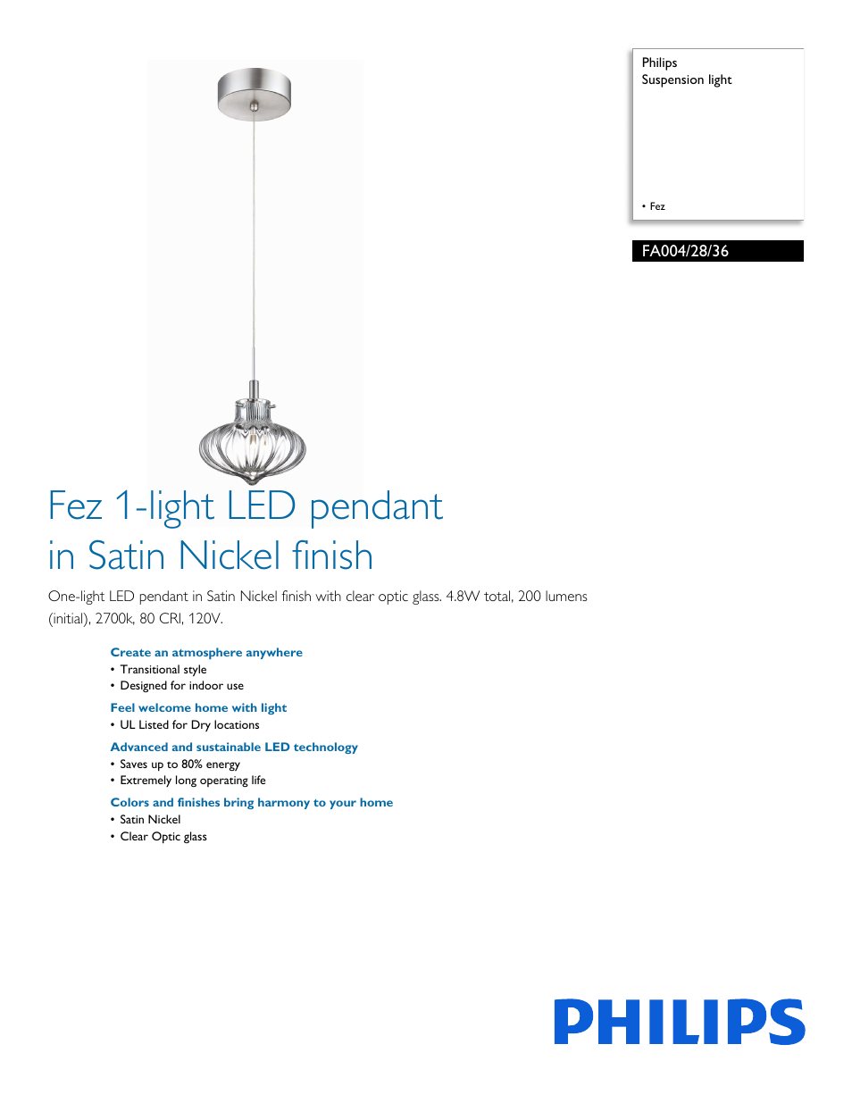 Philips FA0042836 User Manual | 2 pages