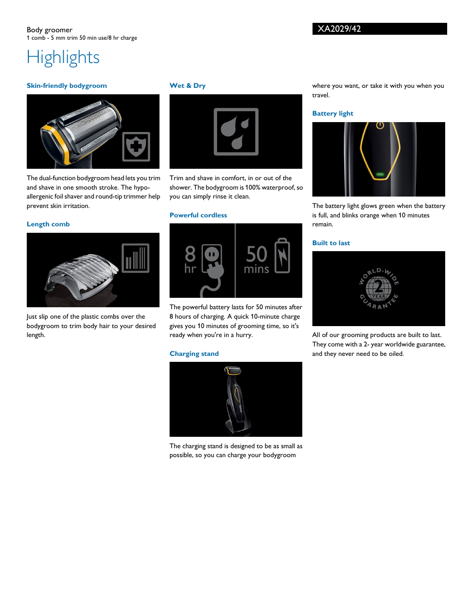 Highlights | Philips XA2029-42 User Manual | Page 2 / 3