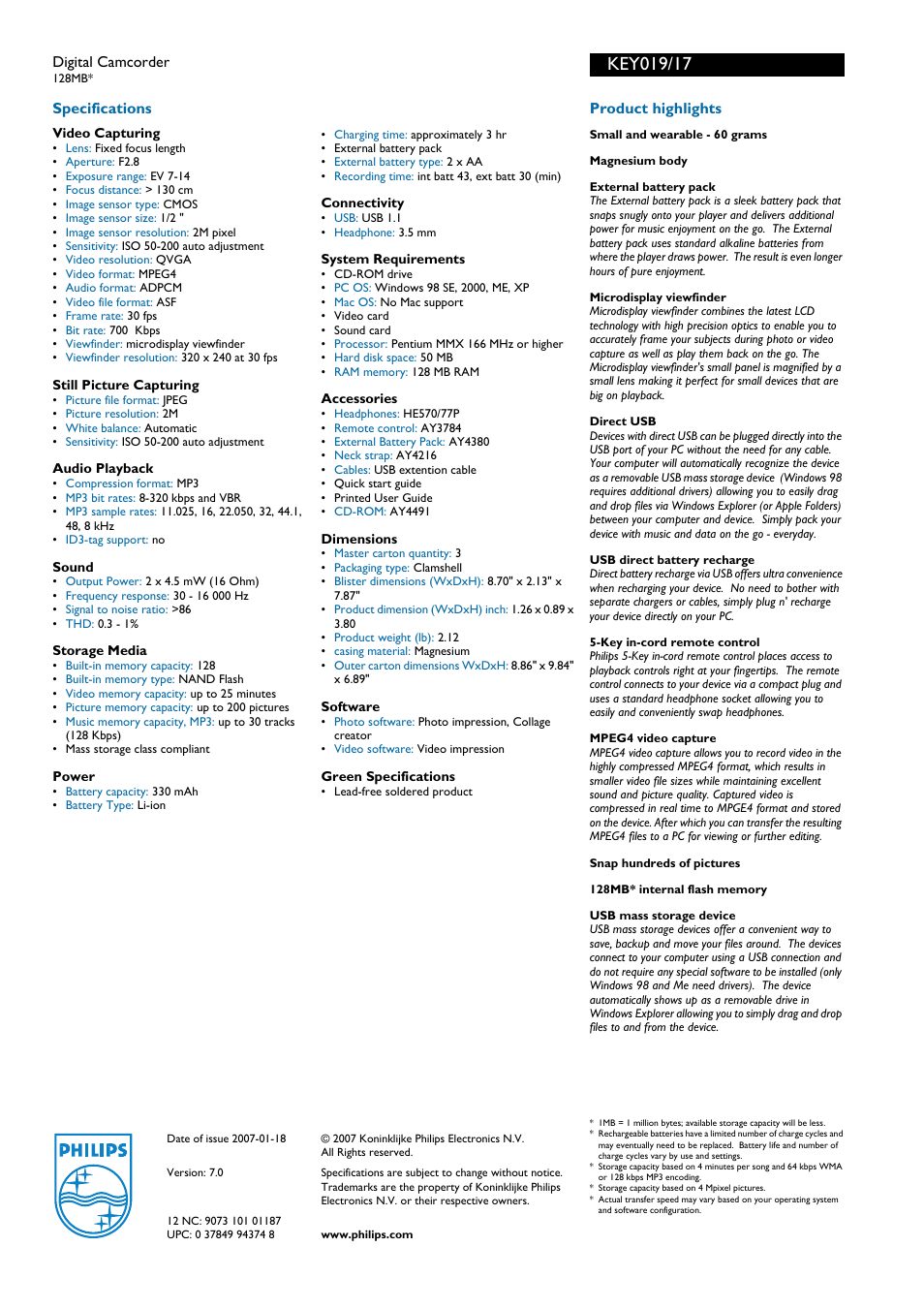 Philips KEY019-17B User Manual | Page 2 / 2