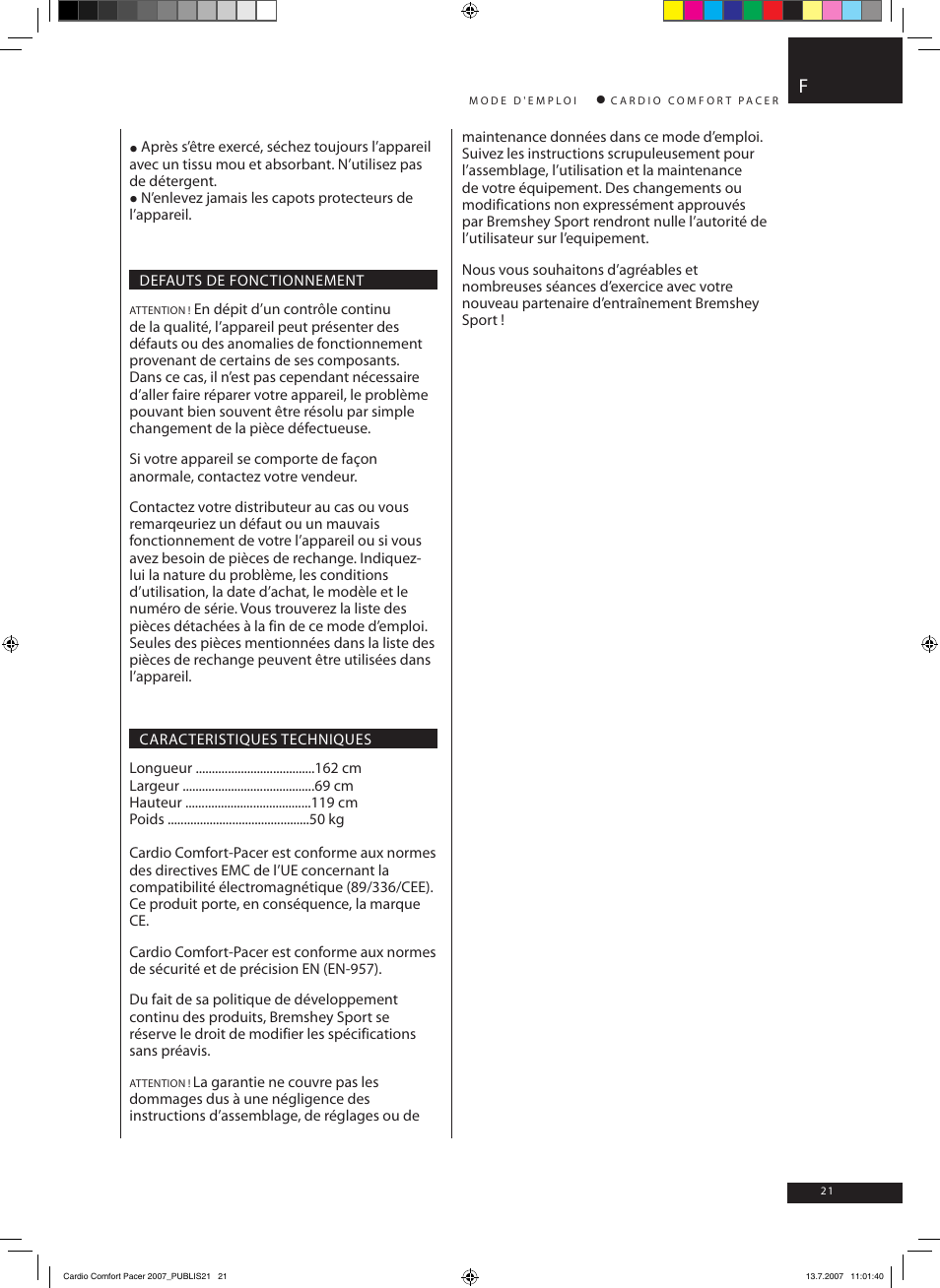 Accell Cardio Comfort Pacer User Manual | Page 21 / 68