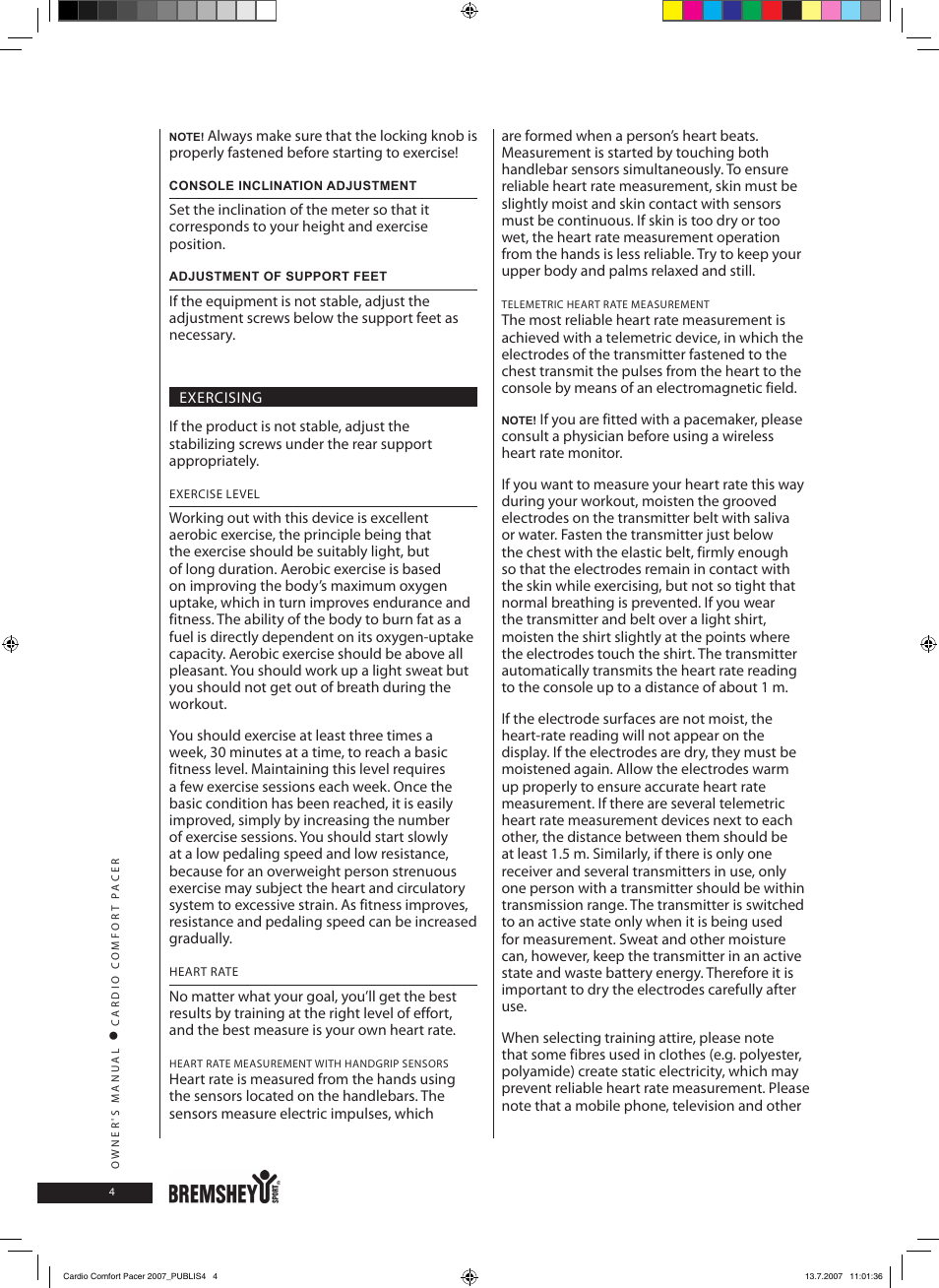 Accell Cardio Comfort Pacer User Manual | Page 4 / 68