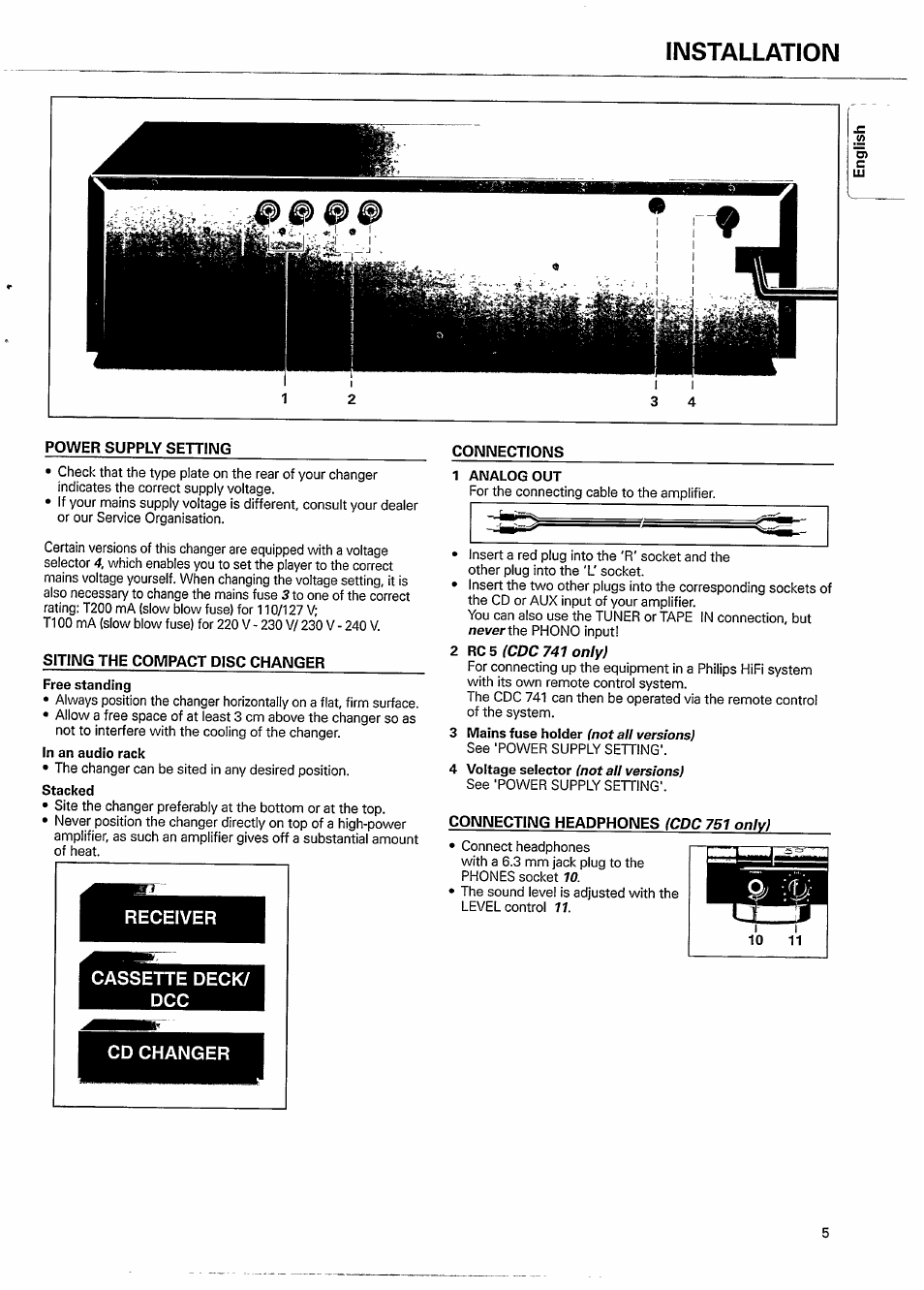 Installation | Philips CDC751-17 User Manual | Page 5 / 18