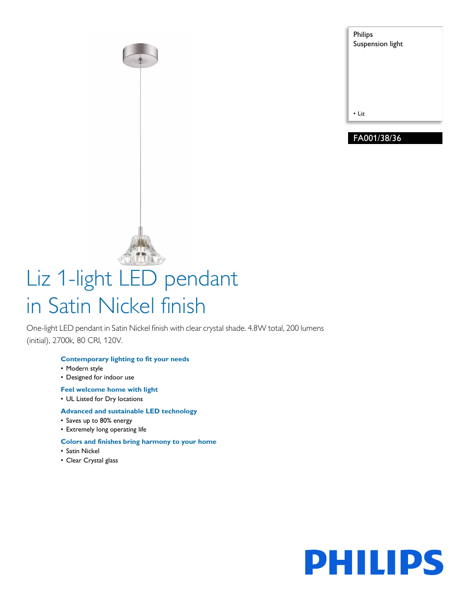 Philips FA0013836 User Manual | 2 pages