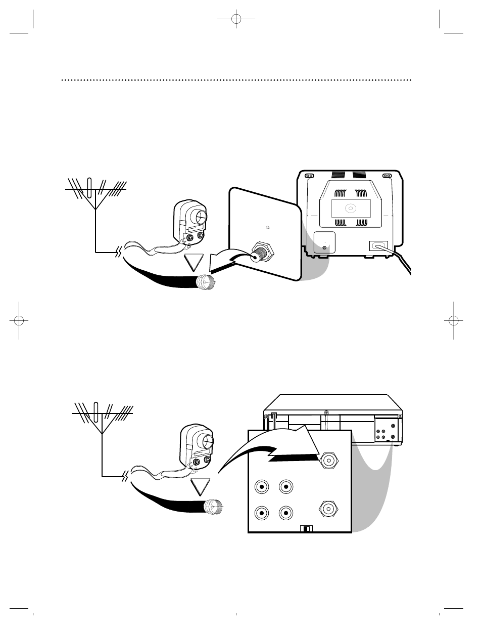 Disconnect the antenna or cable from your tv, Video in out, Audio out in | Philips VRX240AT99 User Manual | Page 6 / 48