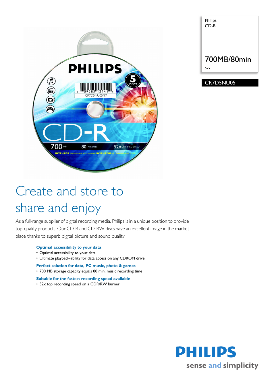 Philips CR7D5NU05-17 User Manual | 2 pages