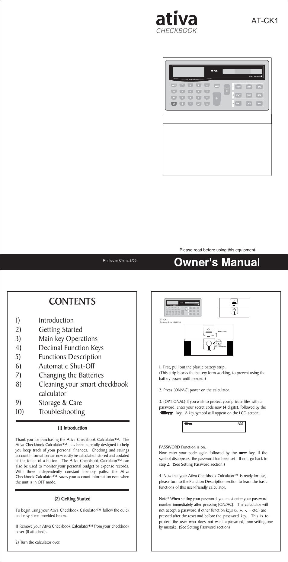 Ativa AT-CK1 User Manual | 2 pages