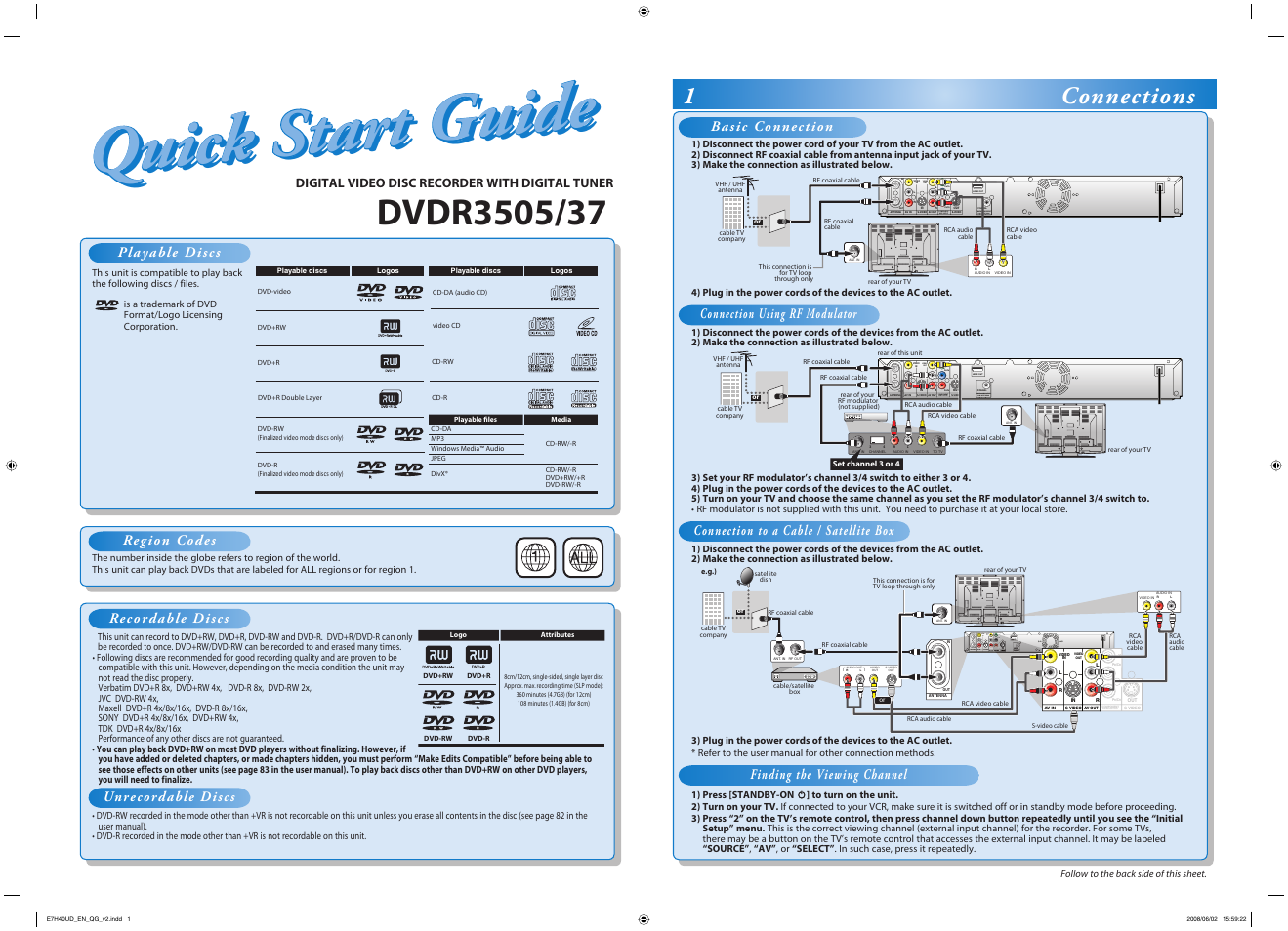 Philips DVDR3505-37 User Manual | 2 pages