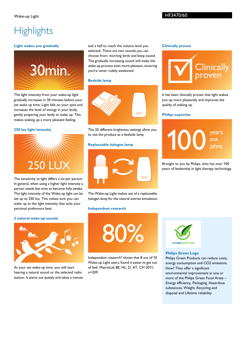 Highlights | Philips HF3470-60 User Manual | Page 2 / 3