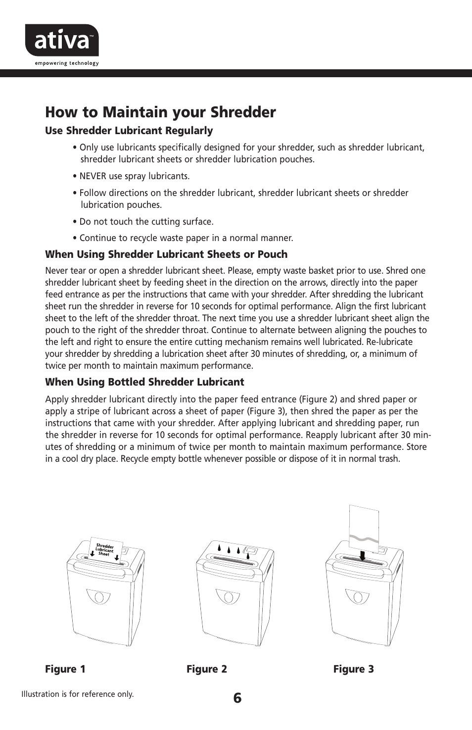 How to maintain your shredder | Ativa DMC120D User Manual | Page 6 / 9