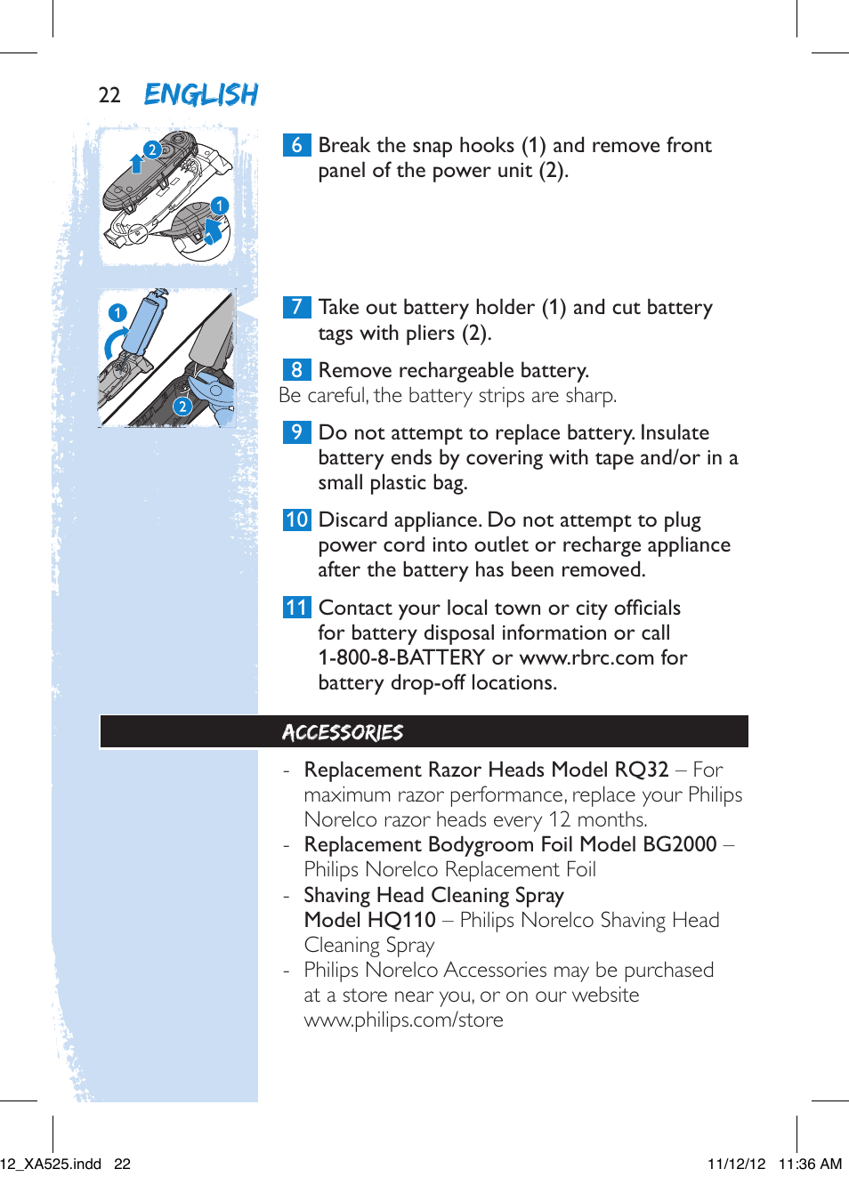 English | Philips XA525-42 User Manual | Page 22 / 48