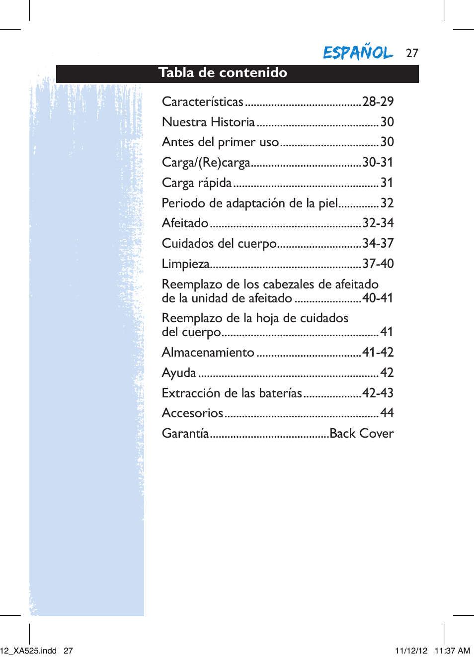 Español | Philips XA525-42 User Manual | Page 27 / 48