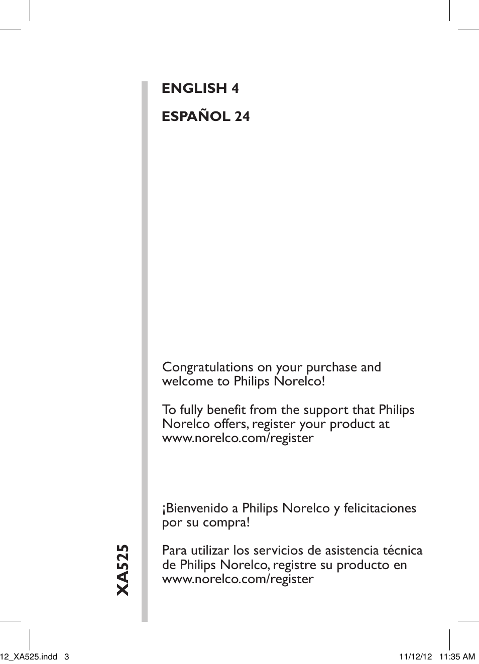 Xa525 | Philips XA525-42 User Manual | Page 3 / 48