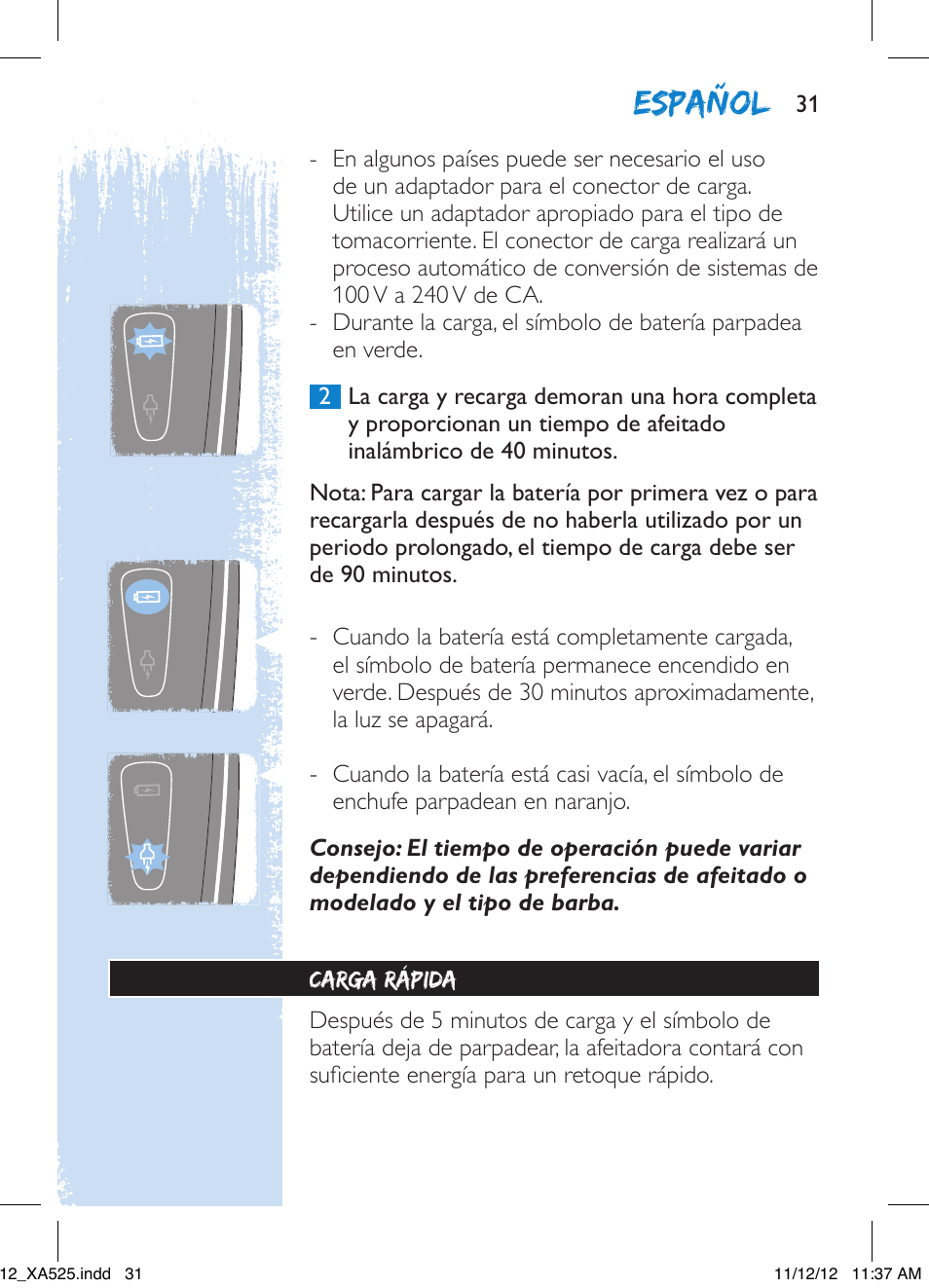 Español | Philips XA525-42 User Manual | Page 31 / 48